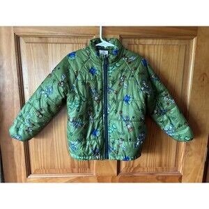 Disney Pixar Toy Story Toddler Size 3 Green Puffer Jacket Woody Buzz Forky